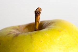 Fotografía macro de una manzana